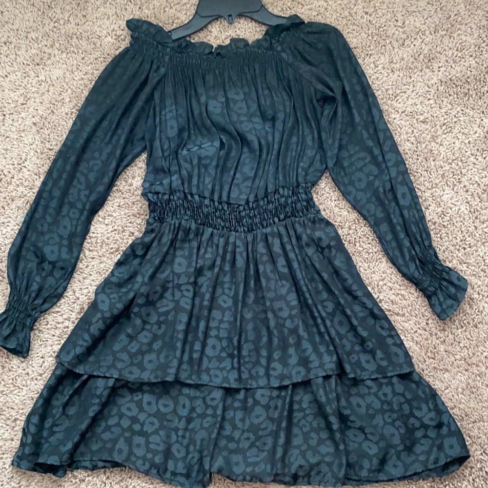 Show me your mumu off navy leopard dress